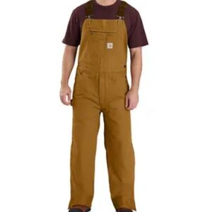Carhartt Brown Quilt Lined Duck Bib Overalls Size 4XL Regular